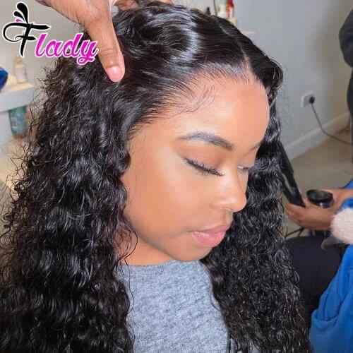 13x4HD Transparent Lace Front Human Hair Wigs For Women PrePlucked 180% Remy Peruvian Water Wave Lace Frontal Human Hair Wig