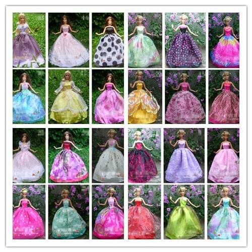 20 Pcs Doll Dresses Handmade Gown Dress Clothing For Barbie Doll Free shipping Different Colors