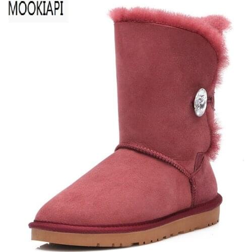 2019 European high-quality snow boots, real sheepskin, 100%natural wool, womens boots, free delivery 6 colors