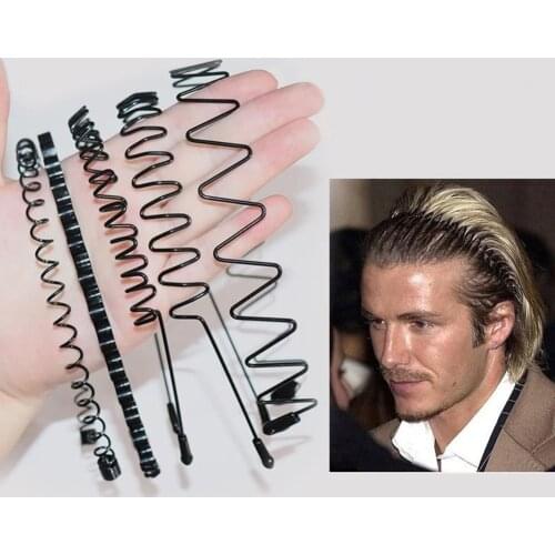 6 Pcs Non Slip Unisex Black Metal Spiral Wave Headband Men Women Flexible Sports Hair Band Accessories Hair Band Accessories