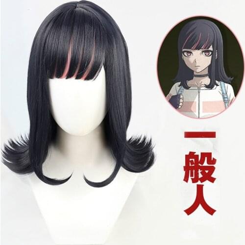 Anime Akudama Drive Black Pink Mixed Role Play Heat Resistant Synthetic Hair Halloween Party Role Play Cosplay + Free Wig Cap