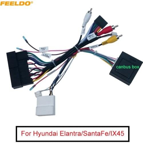 FEELDO Car Stereo 16Pin Power Wiring Harness With Canbus Support Original USB For Hyundai Elantra/SantaFe/IX45/K3/Sportage