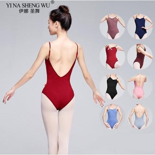 Ballet Leotards for Women Adult Dance Camisole Gymnastics Leotard Black Clothes Sexy V Back Ballet Costume Adult Gym Suit New