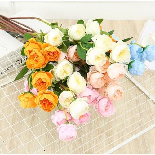 DIY Fake Plants Artificial Flowers Red Silk Peony Roses Home Decor Bride Bouquet Wedding Accessories Craft