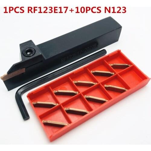 RF123E17-2020B Grooving and Grooving Tool Holder CNC Lathe Lathe Tools Holder + 10PCS N123G2-0200-0002-CR 1125 2mm Carbide Blade