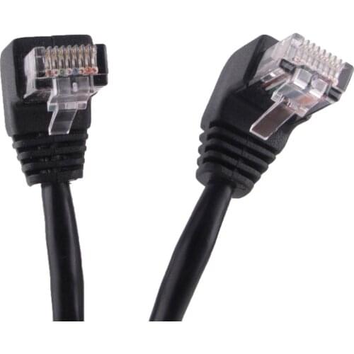 24AWG CAT5E UTP Side Angled L Shape RJ45 Patch Cord Shape 4PR Twisted Ethernet Cable CAT5 Lan RJ45 Cable Gigabit Elbow 3m