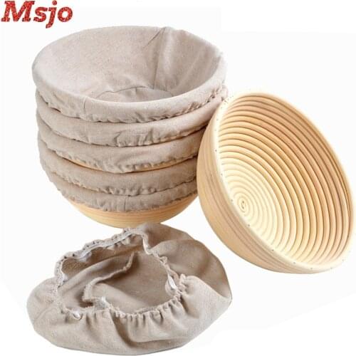 2PCS Oval/Round Banneton Bread Basket Rattan Proofing Basket With Cloth Cover Dough Fermentation Basket Baskets for Home Baking