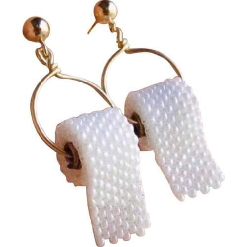 Creative Pearl Toilet Paper Ear Hooks 3D Paper Dangle Earrings Ear Drops Jewellery Gift for Girls Drop Earrings for Women
