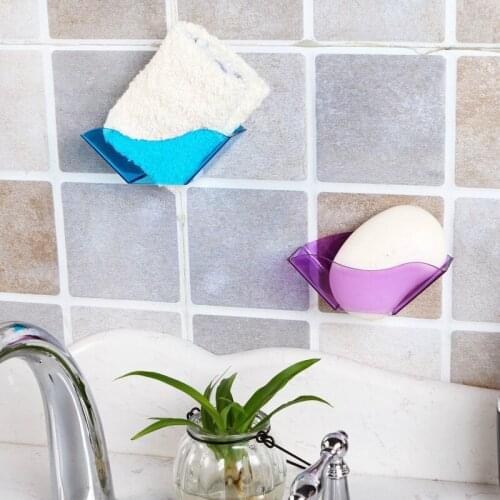 Candy color creative kitchen double suction cup sink sponge drain rack debris storage rack