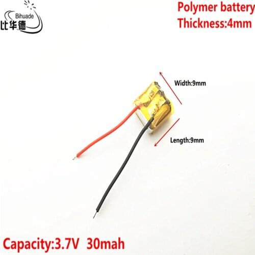 Good Qulity 3.7V,30mAH,400909 Polymer lithium ion / Li-ion battery for TOY,POWER BANK,GPS,mp3,mp4,cell phone,speaker