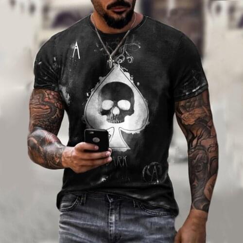 Mens skull print T-shirt, Sports casual T-shirt, Breathable, Quick drying, Popular T-shirt, Summer top 2021