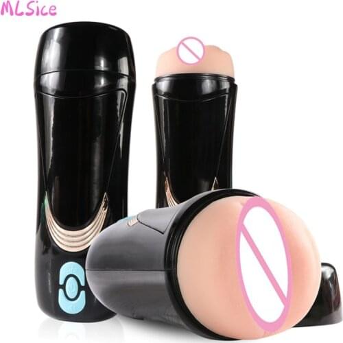 Male Masturbator Penis Pump Vibrator Adult Endurance Exercise Artificial Vagina Real voice Penis Delay Trainer Sex Toys for Men