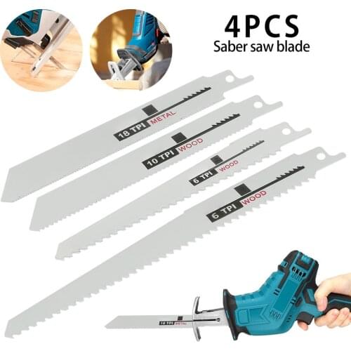 4PCS Jig Saw Blades Saber Saw Reciprocating Saw Blade Hand Saw Blade For Wood Metal Reciprocating Saw Power DIY Woodworking Tool