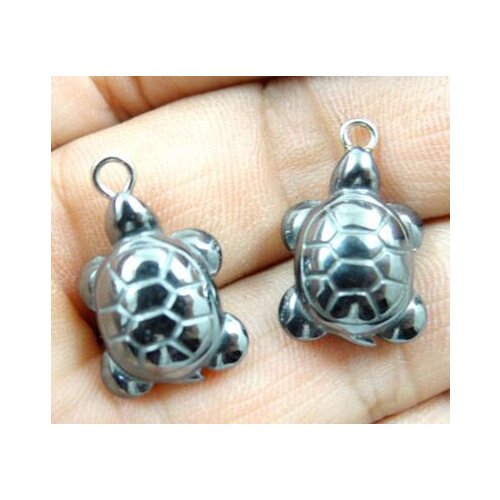 Natural Quartz crystal Titanium Hematite hand-Carved tortoise Gem pendant for diy jewelry making necklace Accessories4pcs