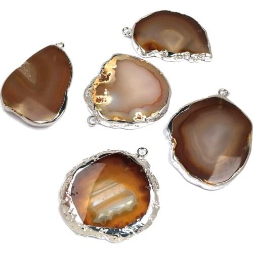 New 1PC Natural Stone Trendy Agates Pendants Necklace Pendant for Jewelry Making DIY Necklace Size 30x50-40x50mm