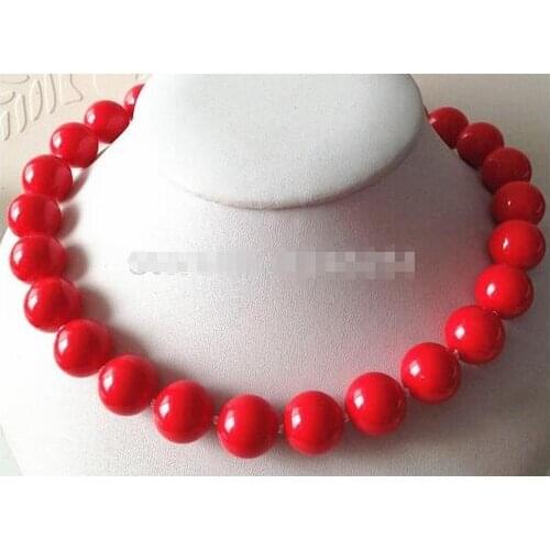 12mm Red Sea Shells Bead Necklace Handmade Rope Chain Beads Accessory Craft Jewelry Natural Stone