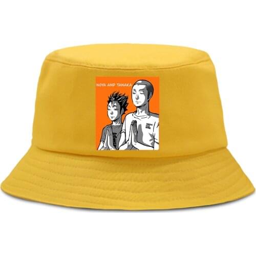 Haikyuu Noya And Tanaka Japan Anime Print Bucket Cap Sun Shade Panama Caps Casual Fashion Fisherman Hat Hip Hop Fishing Hats