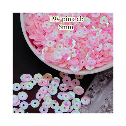 Loose Sequins 50g 6mm Cup Round Sequin Paillettes Sewing Decoration Artesanatos Acessorios Costura 19# Pink AB Confetti Spangles