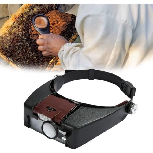 Beekeeping Headband Magnifying Glass With Led Lamp For Rearing Bee Queen Equipment With 5 Lens 1.0 - 6.0X Multiple Magnification
