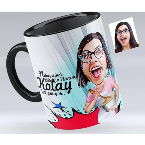 Personalized Housewife Caricature Of Black Mug cup-3