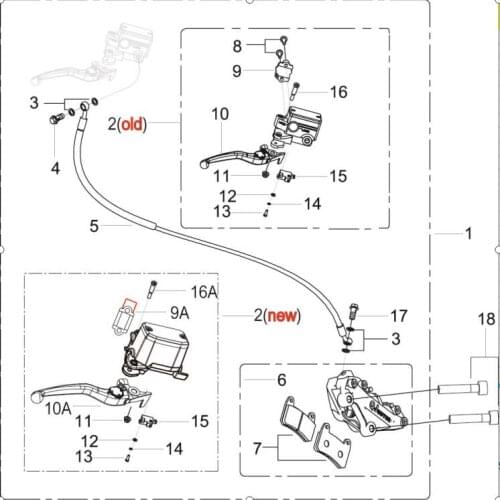 Front brake caliper brake lever page of Benelli TNT25