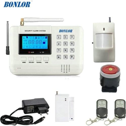 LCD Display 433MHz Wireless Alarm System SMS GSM PSTN Dual Network Home Security PIR Motion Sensor Door open Detector Smoke