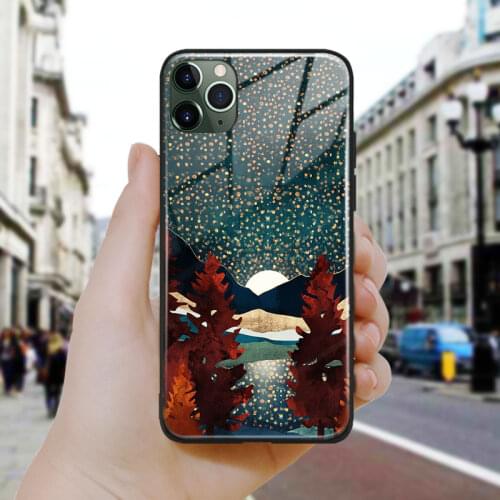 Nordic Abstract Starlight Metallic style Silicone Glass Phone Case Cover For iPhone SE 6 6s 7 8 Plus X XR XS 11 12 Mini Pro Max