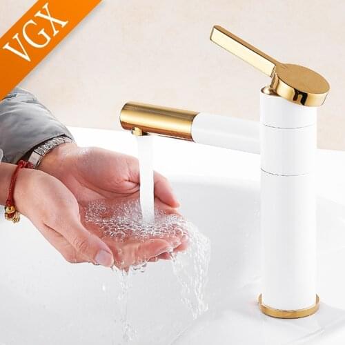 VGX Bathroom Sink Faucets 360 Rotation Spout Basin Mixer Tap Hot&Cold Faucet Water Taps Crane Brass Chrome Golden Black F623-101