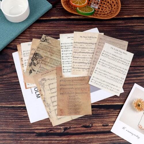 60sheets Vintage English Music Sheet Vellum Paper Pattern Pack for Scrapbooking Journal Planner Making Vintage Decoration