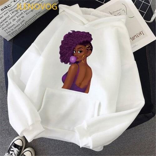 Sexy melanin girl blowing bubbles print women hoodies harajuku white vogue black girl magic winter sweatshirt sudadera mujer top