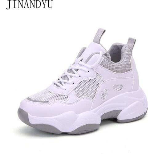 Platform Sneakers Women Wedges Shoes Casual Fashion Hidden Heel Chunky Sneakers White Beige Platforms Sport Femme High Heel 9cm