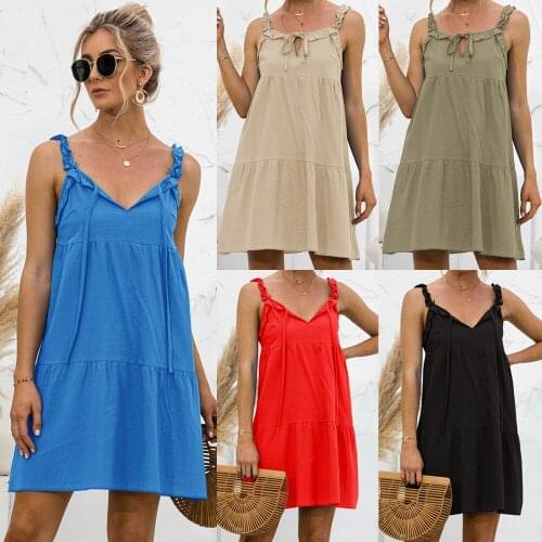 Summer Dress Femme Robes Women A-Line Red Dresses Hollow Out Ruffles Sling Sleevelss Backless Mini Dress For Women Vestidos Y2k