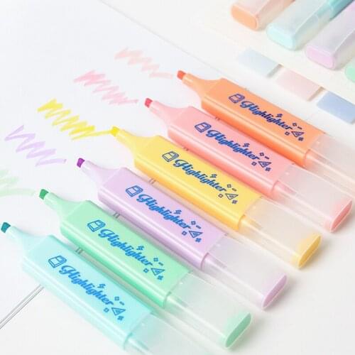 1pcs Soft Color Highlighter Marker Pen Macaron Fluorescent Liner for Paper Copy Fax Journal Drawing Office School Supplies F605