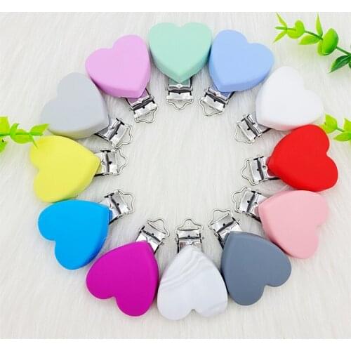 10/50PCS Silicone Pacifier Clip DIY Baby Teething Teether Necklace Bead Tool Nurs Gift Round Heart Accessories Nipple Clasps