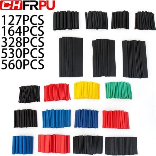 127PCS/164PCS/328PCS/560PCS 2:1 Polyolefin Shrink heat shrinkable tub Insulation repair wire Various colors heatshrink tubing