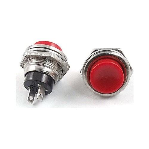 2 Pin N/O SPST OFF/(ON) Momentary Red Round Cap Push Button Switch