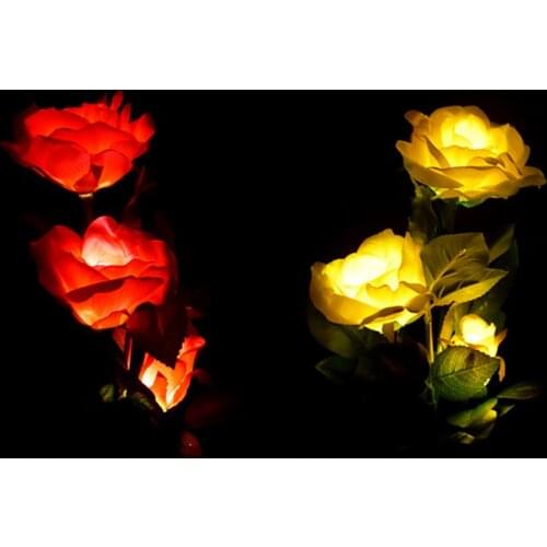 3LED Solar Rose Flower Light Waterproof Garden Landscape Lamp Outdoor Lawn Lamp Home Decorative Flower Night Lights