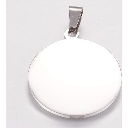 304 Stainless Steel Blank Stamping Tag Pendants Accessories 30mm Smooth Flat Round Charms with Bail DIY Necklace Jewelry Making