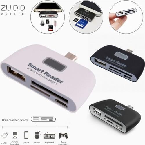 4 Types OTG Type C USB3.1 Card Reader SD/TF Multifunctional Smart 4 In 1 Adapter With Micro Charge Port PC Phone HUB