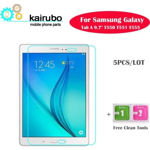 5PCS Premium 0.3mm Tempered Glass For Samsung Galaxy Tab A 9.7 SM-T550 T550 SM-T555 T555 Screen Protector Film In Tough Package