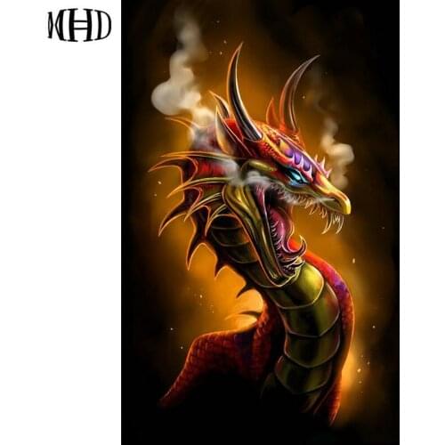 5D DIY Diamond Embroidery Dragon Crystal Decoration Full & Round 3D Diamond Cross Stitch Mosaic Diamond Paintings Sewing Thread