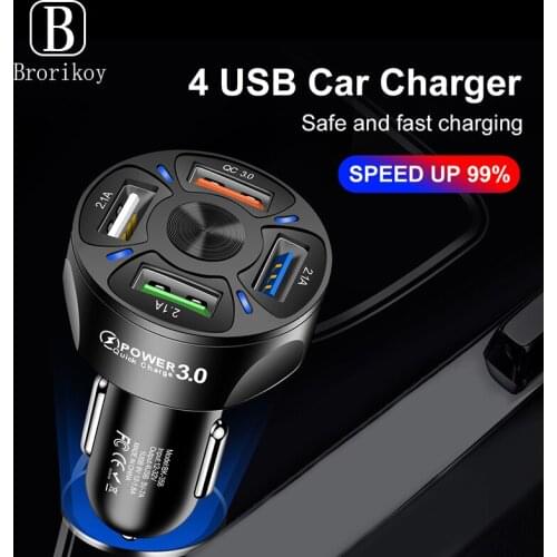 4USB Car-Charger Quick Charger 3.0 2.0 Fast Car Charging Mobile phone Charger Universal For Samsung Huawei iPhone Tables Adapter