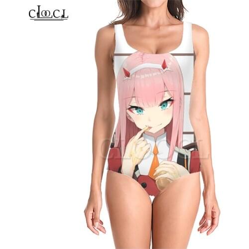 CLOOCL Anime Darling In The Franxx Zero Two 3D Print Girls One-piece Bathing Suit Sleeveless Slim Sexy Women Summer Swimwear