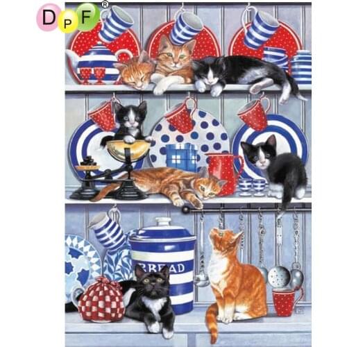 DPF DIY The cat cup 5D diamond painting cross stitch home decor diamond embroidery crafts wall painting diamond mosaic square