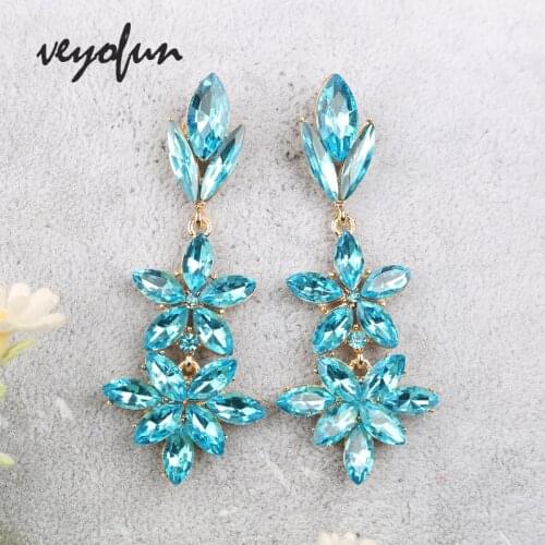 Veyofun Elegant Crystal Drop Earrings Luxury High-quality Bride Dangle Earrings Fashion Jewelry for Women New