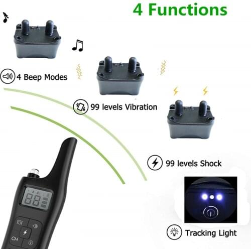 Dog Training Device Bark Stopper 800m Remote Control Electric Shock Vibration Warning Pet Supplies Electronic Collar Waterproof