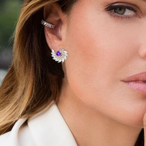 Itenice 2020 Crystal Earrings For Women Girls Purple Rhinestones Whirlwind Shap Earring New Wedding Party Jewelry