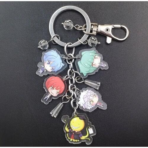 Assassination Classroom New Acrylic Anime Keychain Transparent Flash Pagoda Ball Beads Schoolbag Decoration Cartoon Key Ring