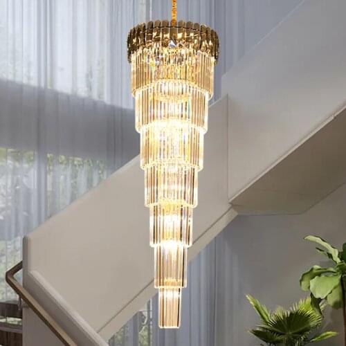 E14 Lamp Villa Staircase Lamp Gorgeous Crystal Chandelier Round Fashion Living room Lamp Bedroom Lamp Dining room Lamp