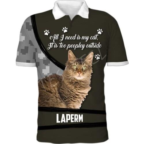 Tessffel Cute Various Kinds Cat Summer Mens 3D Print Polo Shirts Streetwear Short Sleeve Man T-Shirt Casual Clothing Style-53